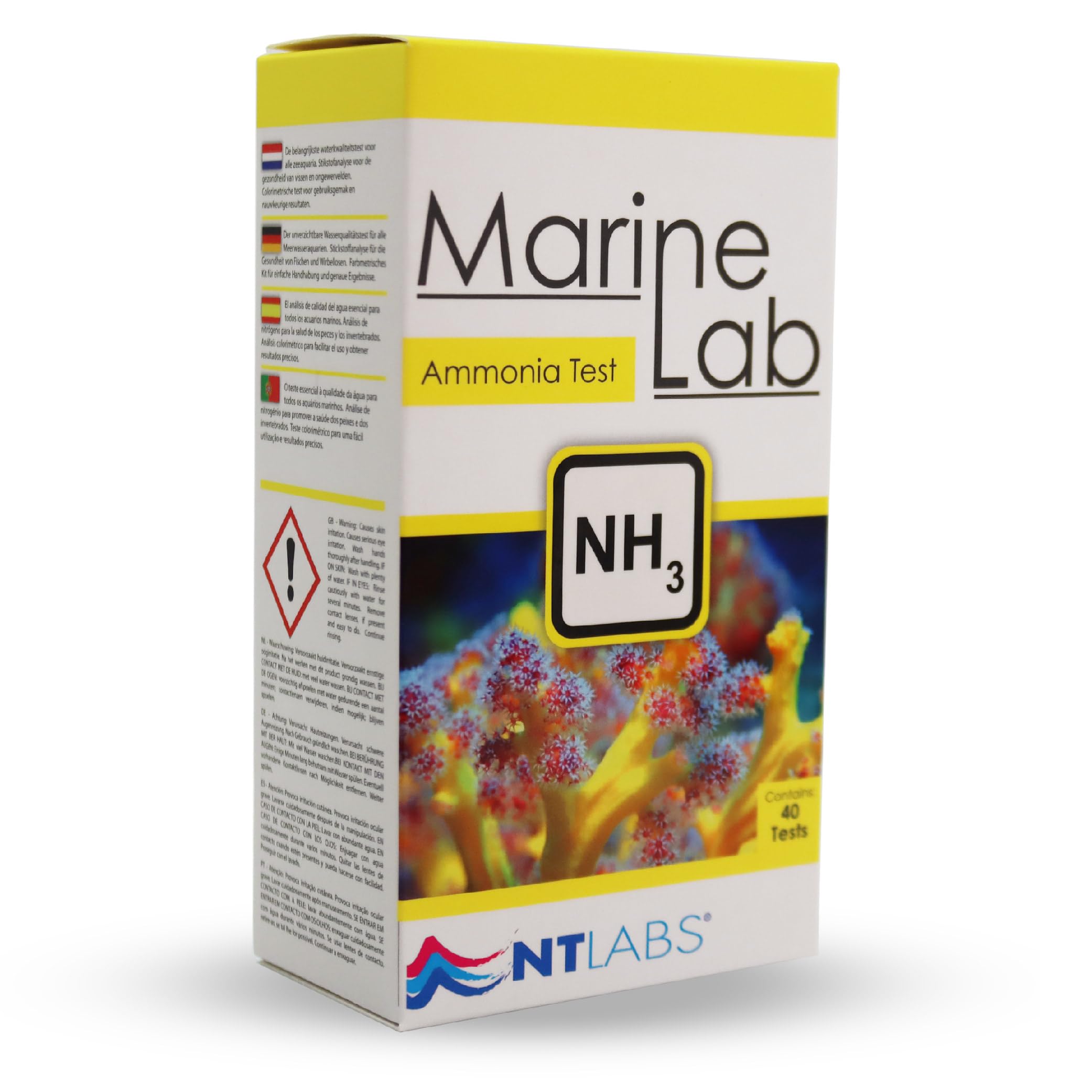 NT Labs Marine Lab Ammonia Test Kit, Marine Aquarium Water Testing Kit, Accurate Results (Contains up to 40 Tests)