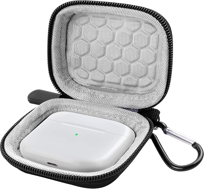 Case Compatible with Apple AirPods Pro, Air Pod 2 & 1, Earbuds Cover with Carabiner for Carrying Wireless (Charging) Box with Earbuds - Black by COMECASE