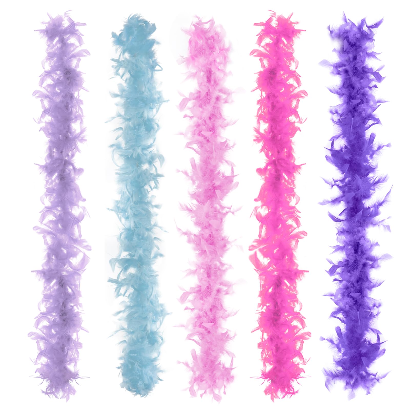 Anjing 5 Pcs Feather Boa Multicolor Feather Boas Girls Dress up for Crafts Party Supplies Costume (2M per Color) — image 1