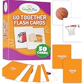 CreateFun Go Together Flash Cards, 50 Real Matching Picture Cards, 25 Pairs | Cognitive tool - Kids,Adults,Speech therapy,ESL,Autism learning,Dementia activities,Memory,Language Development &amp; Classroom