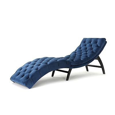 Christopher Knight Home Garret Velvet Chaise Lounge, Cobalt Grey