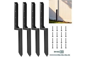 IMALEN Fence Post Repair Kit,Quick Fix Broken/Leaning 4x4/6x6 Wood Posts Support,One-Piece Steel Anchor Stakes,Pack of 4pcs
