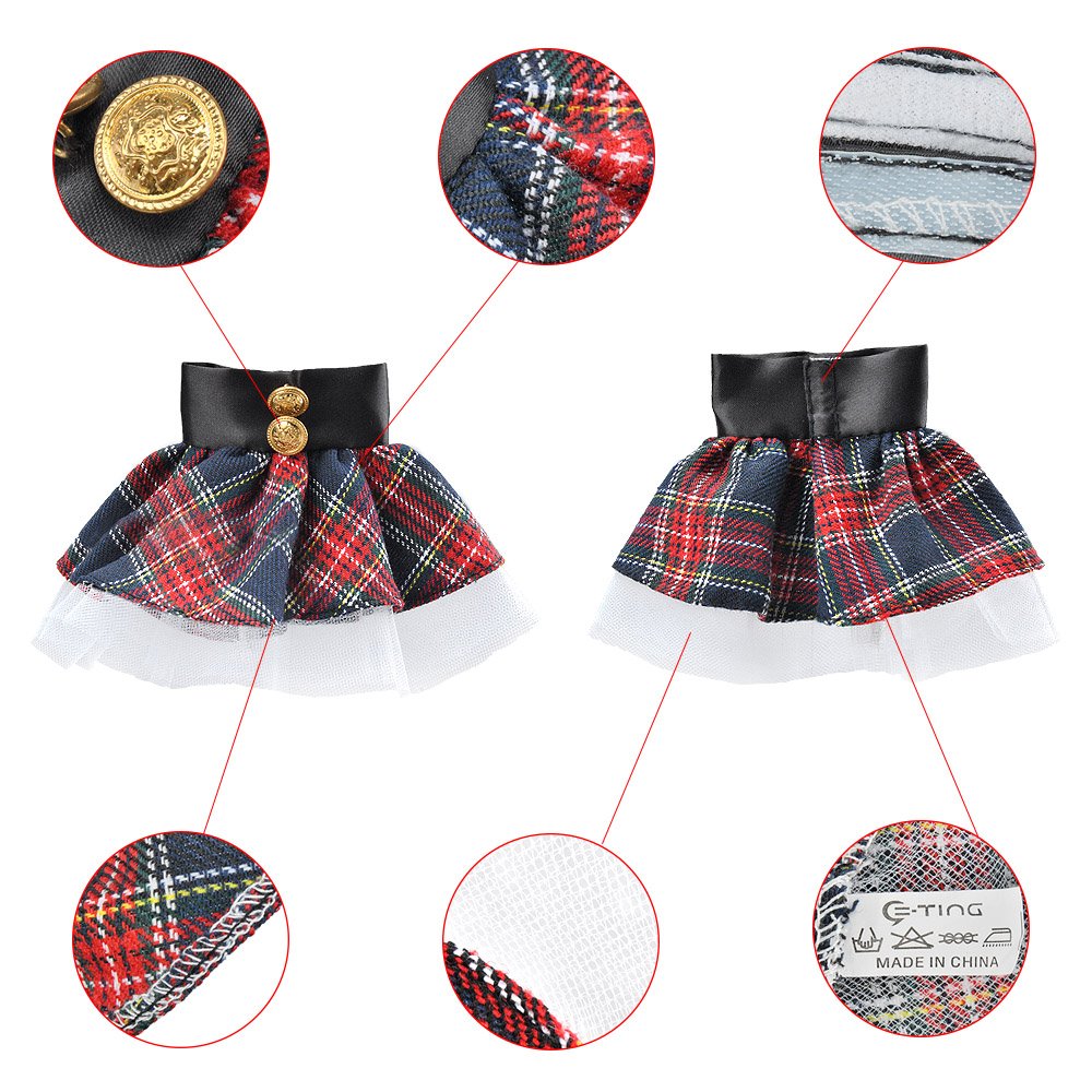 E-TING Santa Couture Clothing for elf Doll is not Included (Red-Blue Plaid Dress with Boots)