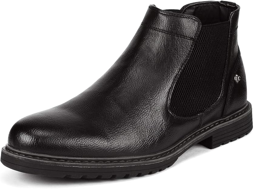 Bruno Marc Men's Black Slip on Chelsea Dress Boots Leather