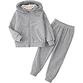 Fdqin Girls Hoodie Zipper Sweatshirt Jogger Pants Set 2 Piece Tracksuit Soft Warm Winter Fall Clothes Set for Girls 3-12Years