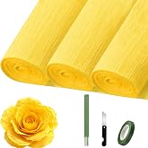 Yellow Crepe Paper Roll (9.8Inch x 8.2Ft/3Rolls), Heavy Papel Crepe Set | Multi-Color, Crepe Paper for Birthday Wedding Party Decoration DIY Craft