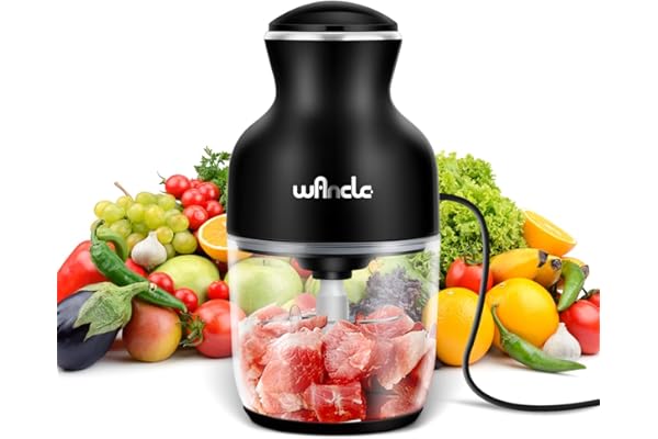 Wancle Food Processors, Multi-Functional Food Chopper, Meat Grinder & Veggie Chopper, Quiet, 600ML Glass Bowl Baby Food Maker