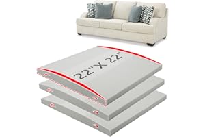 HAVARGO Couch Cushion Support High Density Foam 22X22X2.4 Inches Sofa Couch Supports for Sagging Cushions Light Grey 3Pc with Anti Slip Mesh Fabric