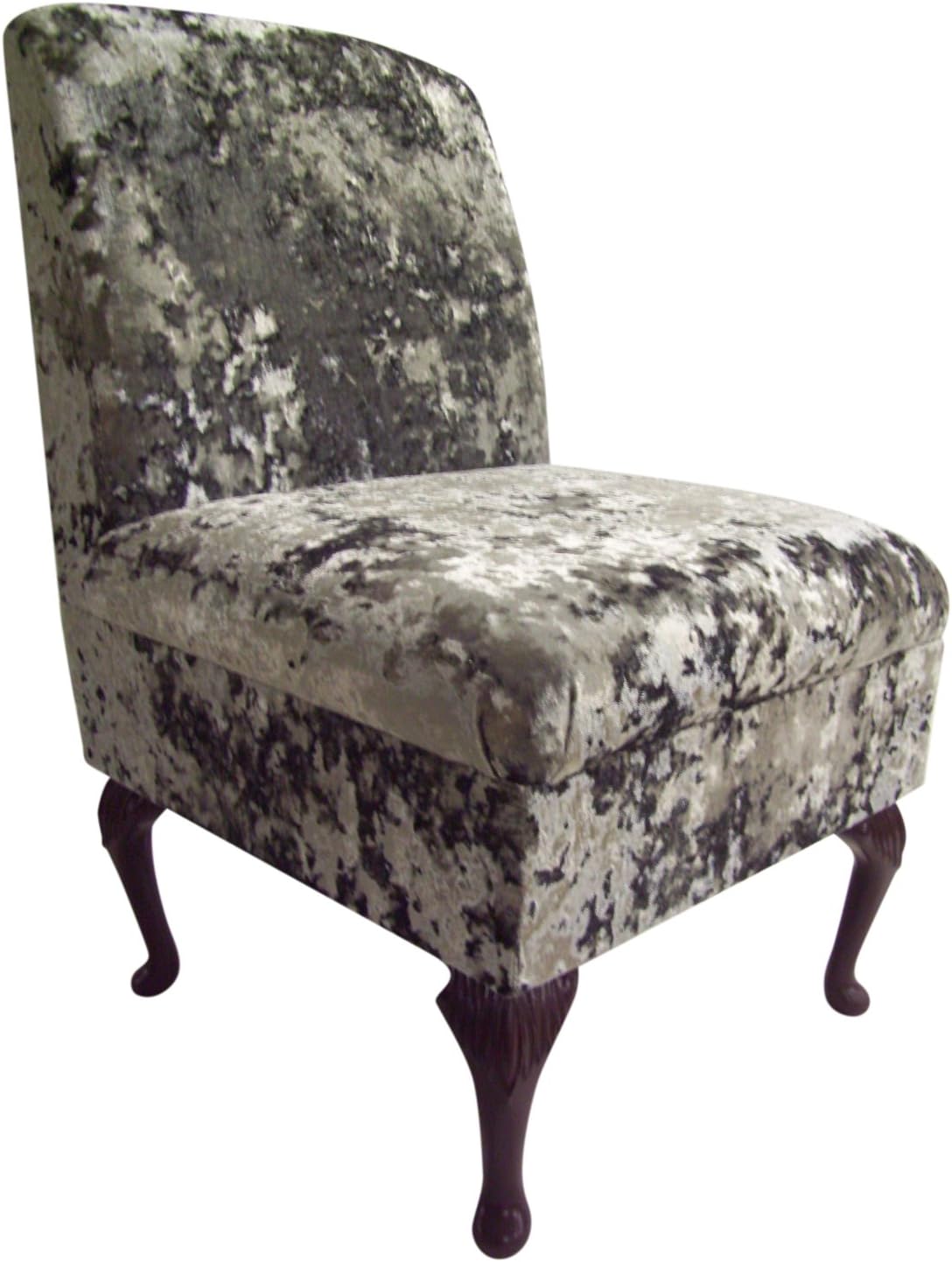 Bedroom Chair Queen Anne Style Legs - Silver Crushed Velvet