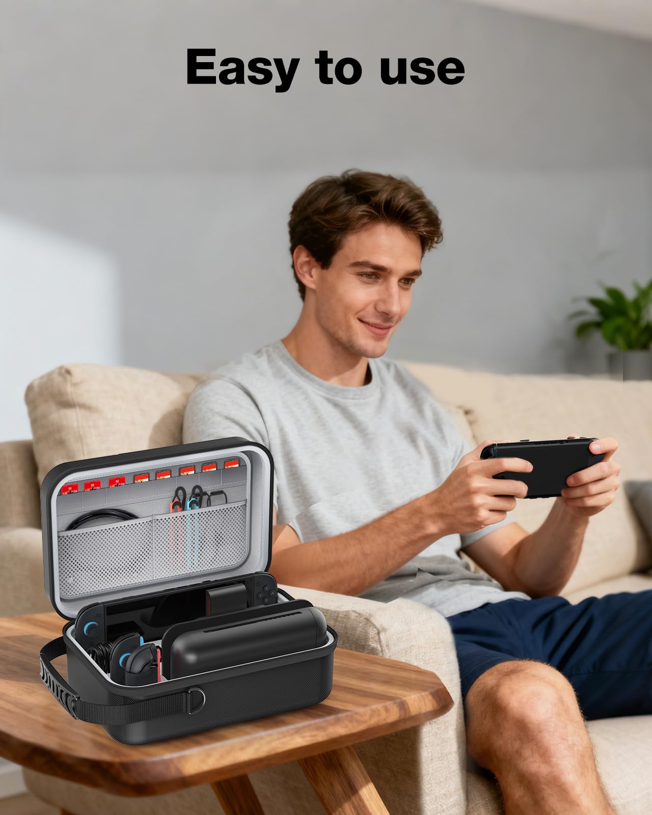 HEIYING Switch 2 Tragetasche für Nintendo Switch 2 Modell (2025), Tragbare Hartschalen Reisetasche mit vollem Schutz, entworfen, um verschiedene Switch 2 Zubehör für bequeme Reisen und Ausflüge zu spe 6