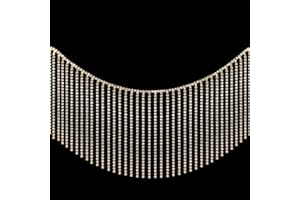 AMZTKDIY Rhinestone Fringe Trim Rhinestone Sewing Beaded Fringe Trim Ribbon Tassel Chain for Clothing Accessories and DIY Craft Decoration (1.0 Yards, Champagne)