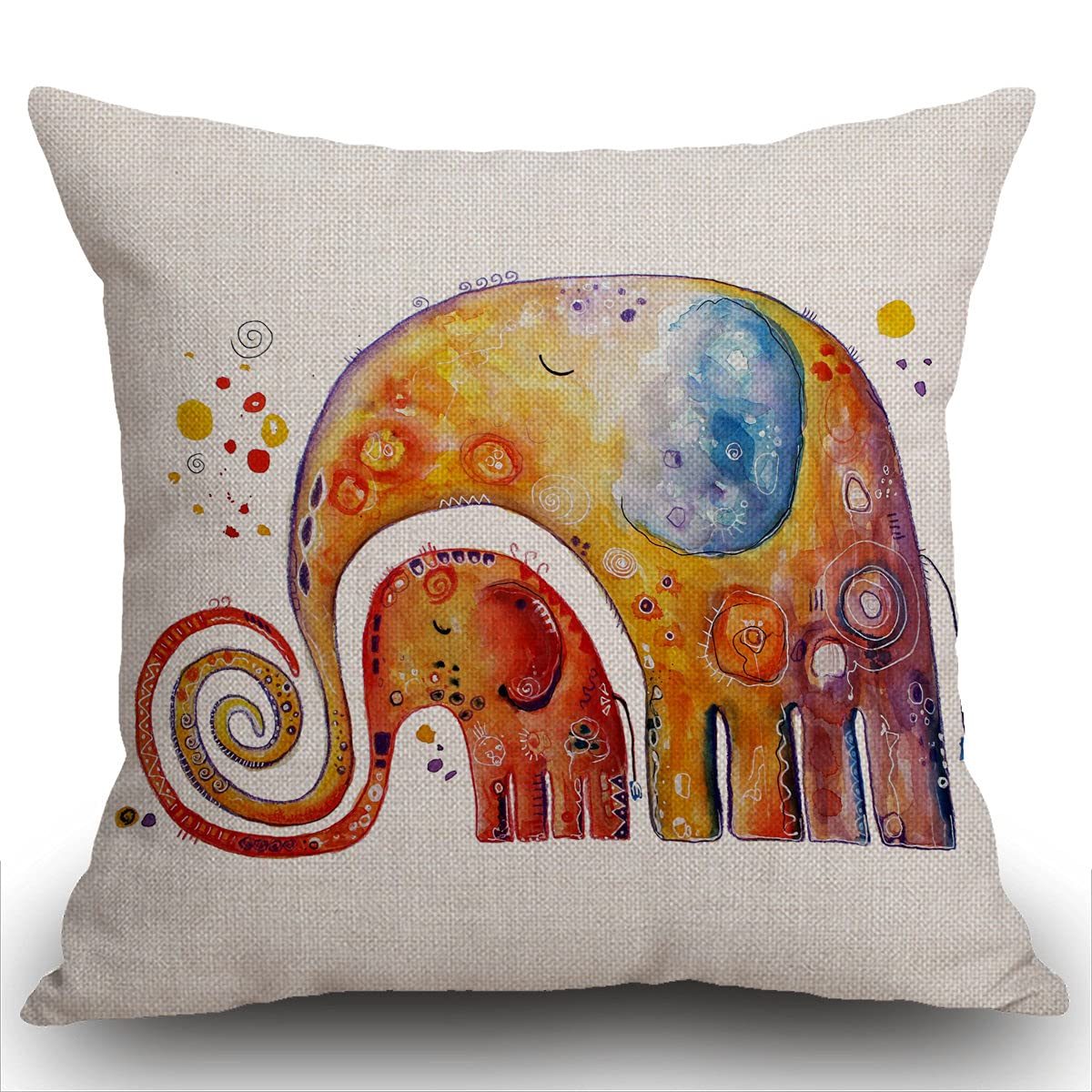 Smooffly Elephant Cushion Cover,Watercolor Elephant Throw Pillow Case Home Decorative for Men/Women Living Room Bedroom Sofa Chair 18X18 Inch Pillowcase 45X45cm