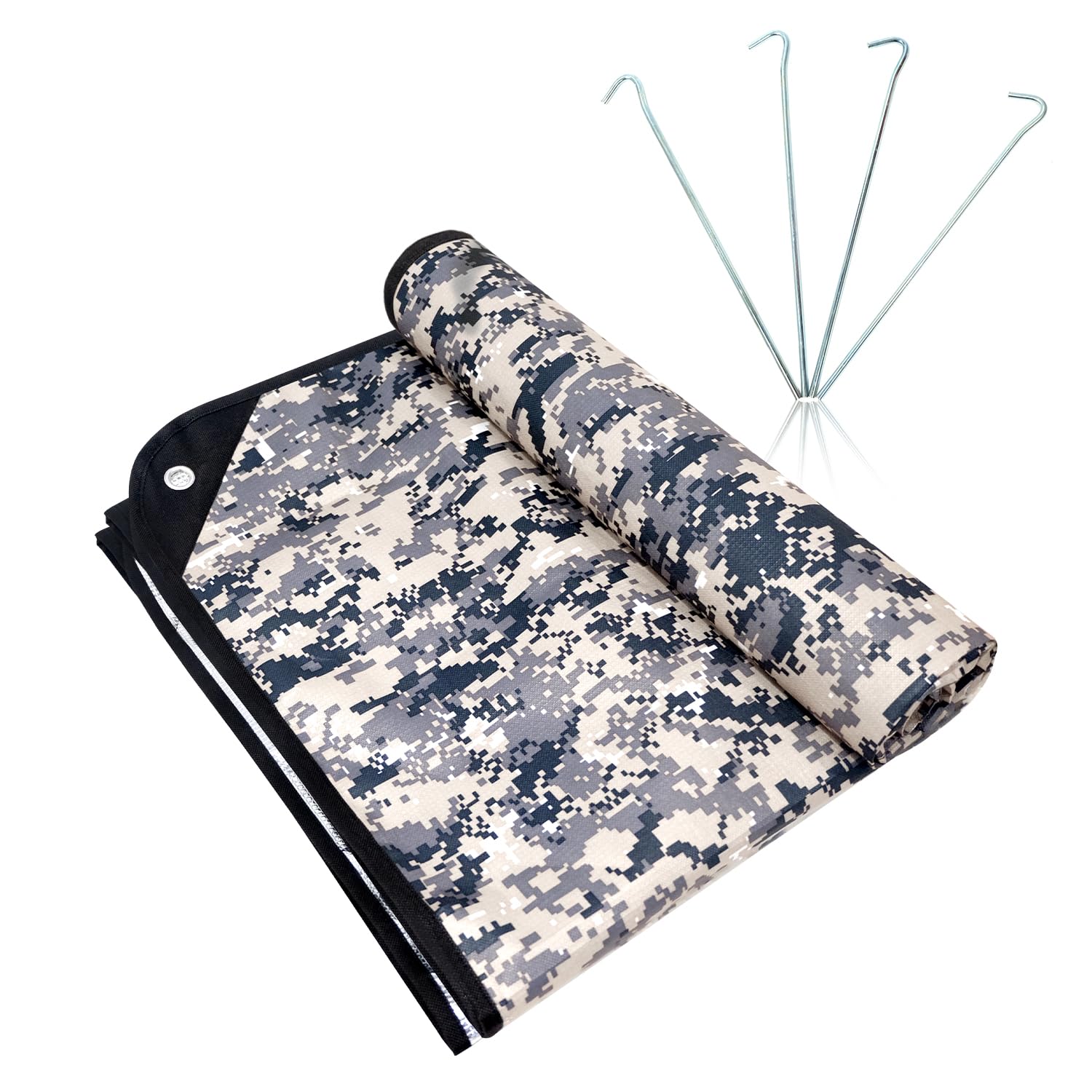 Wild Masquerade: LYN Heavy Duty Camouflage Transformative Emergency Survival Blanket / Tent XL, Thermal Space Mylar Waterproof with Stake for Camping, Army, Tarpaulin, Hiking, Snowfield and Survival