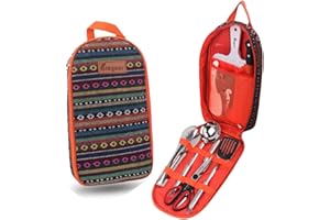 Bisgear Backpacking Camping Cookware Camp Kitchen Utensil BBQ Organizer Travel Mess Kit with Water Resistant Case, Cutting Board, Rice Paddle, Tongs, Scissors, Knife, Spork