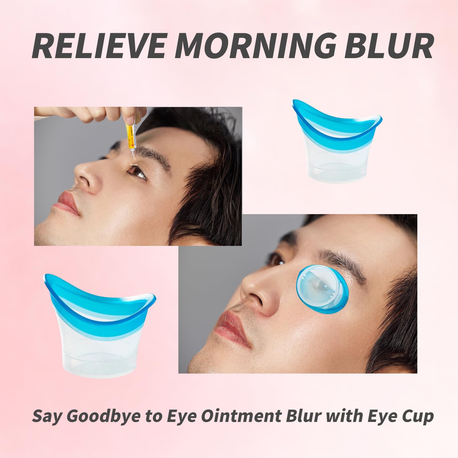BRBASAP Eye Wash Cup 4Pack Eye Wash Kit Bath Kit Silicone Eyelash Lid Care for Tired Dry Eyes Effective Eye Cleaner Solution with Storage Container Soothing Tired Eyes (Blue and Pink)