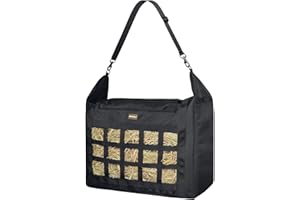 MIYABALA Hay Bag for Horses,Slow Feeder for Horse/Donkey/Goat, Premium 1680D Oxford Cloth,Easy to Fill and Hang with Extra Large Opening（Black）