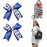ZAWALUD 2PCS Handmade & Sparkly Cheer Pin Strap Keychain for Backpack – Glitter Cheer Bow Holder & Gift for Daughter from Mom