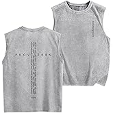 Lubpow Christian Gym Workout Tank Tops for Men Vintage Bible Verse Cross Graphic Sleeveless Muscle Shirts Acid Wash Tanks Top