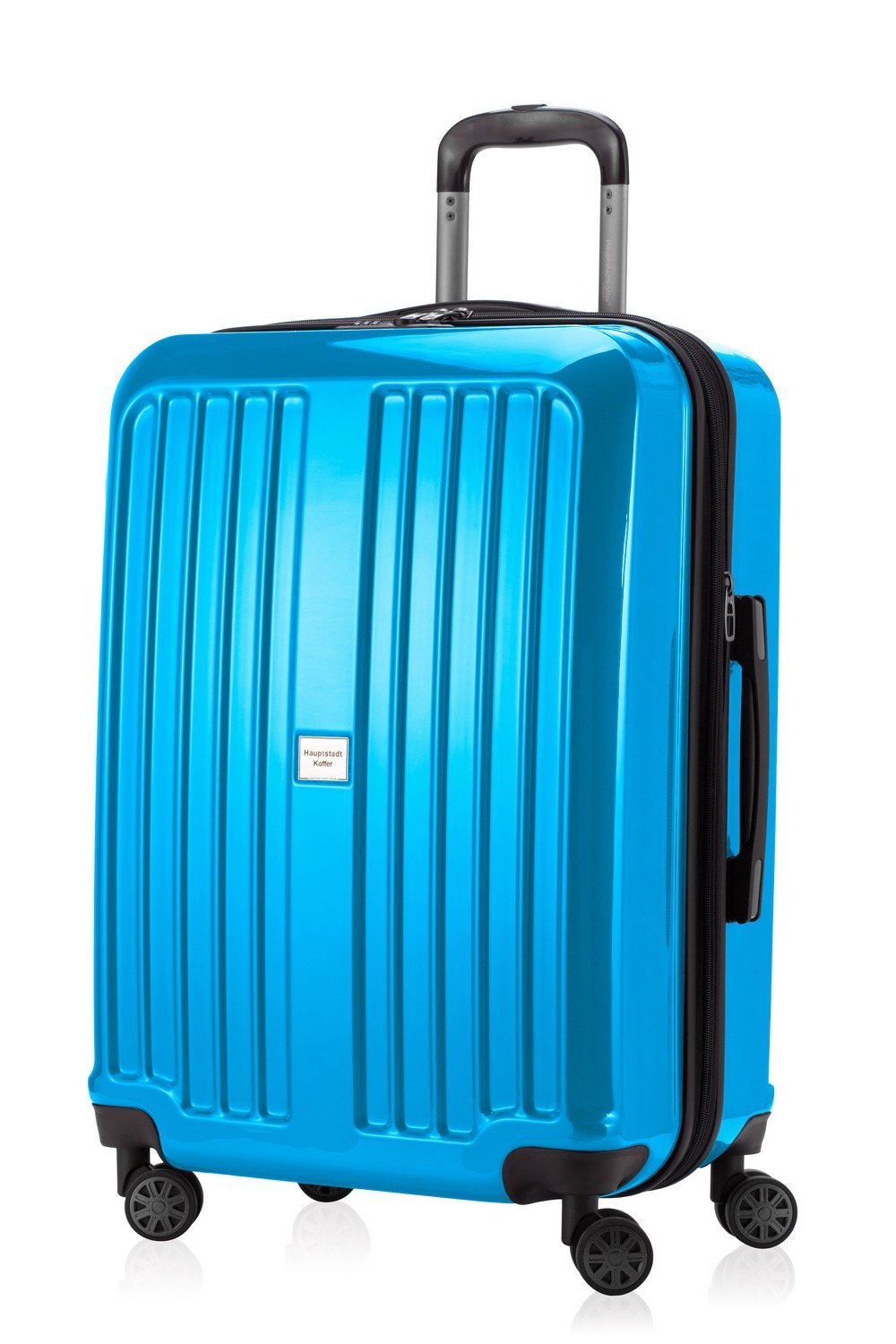 HAUPTSTADTKOFFER - X-Berg - Luggage Suitcase Hardside Spinner Trolley 4 Wheel Expandable TSA, 65 cm, 90 Liter, Cyanblue Glossy