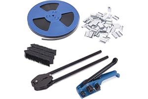 LNYEBN Pallet Packaging Strapping Banding Kit - Tensioner & Sealer Machine Set, Heavy Duty PET Belt, Open Serrated Seals, Corner Protector