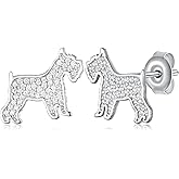 Schnauzer Pomeranian Earrings 925 Sterling Silver Mini Schnauzer Pomeranian Dog Stud Earrings Jewelry Gift Birthday Earrings for Women