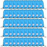 CODOBON 50 Pack Drawstring Bags,Bulk Draw String Backpack, DIY Gym Sports Cinch Bag Sackpack for Women Men, Sky Blue