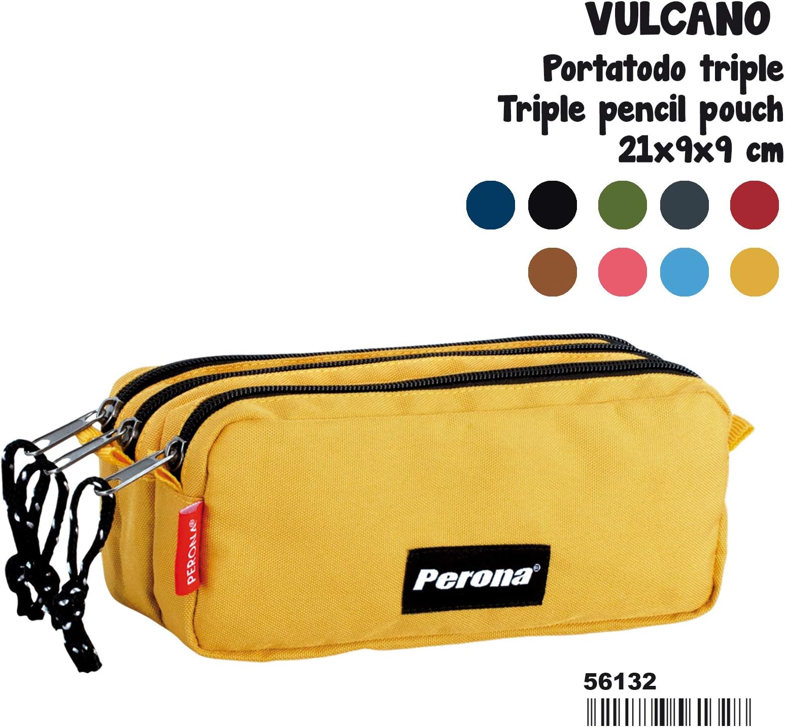 Perona Vulcano Mustard Triple Pencil case