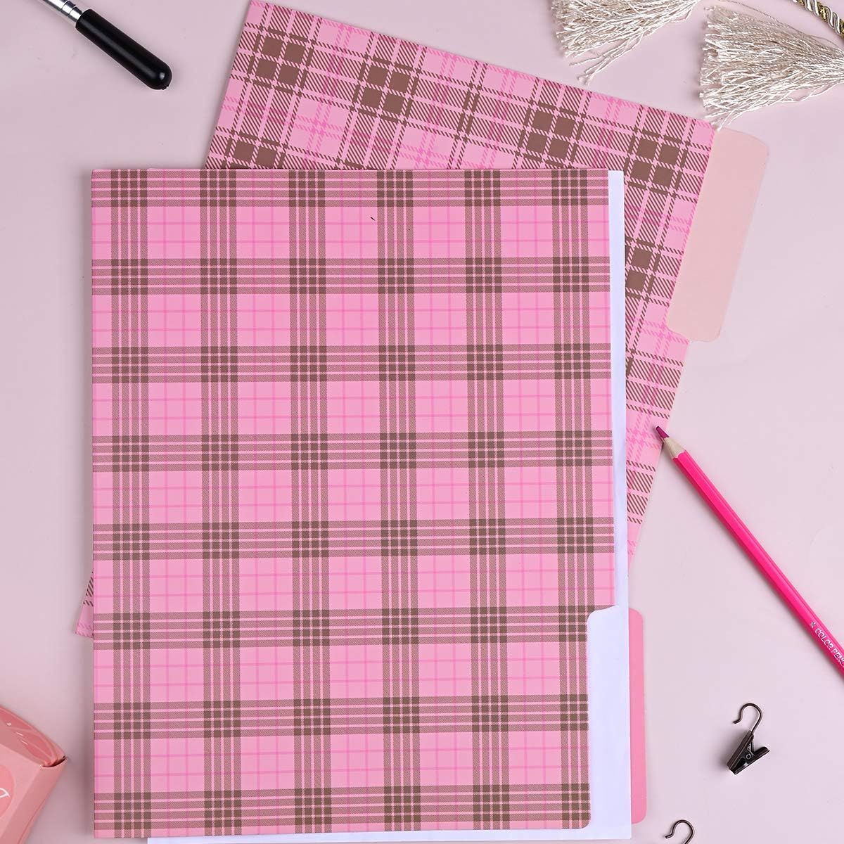 Decorative File Folders Set - 9 Cute Pink Office Folders - Letter Size (9.5 x 11.5 Inches) – Office Supplies for Women - Durable - Ideal for All Your documents – Fit for Your File Box : Office Products