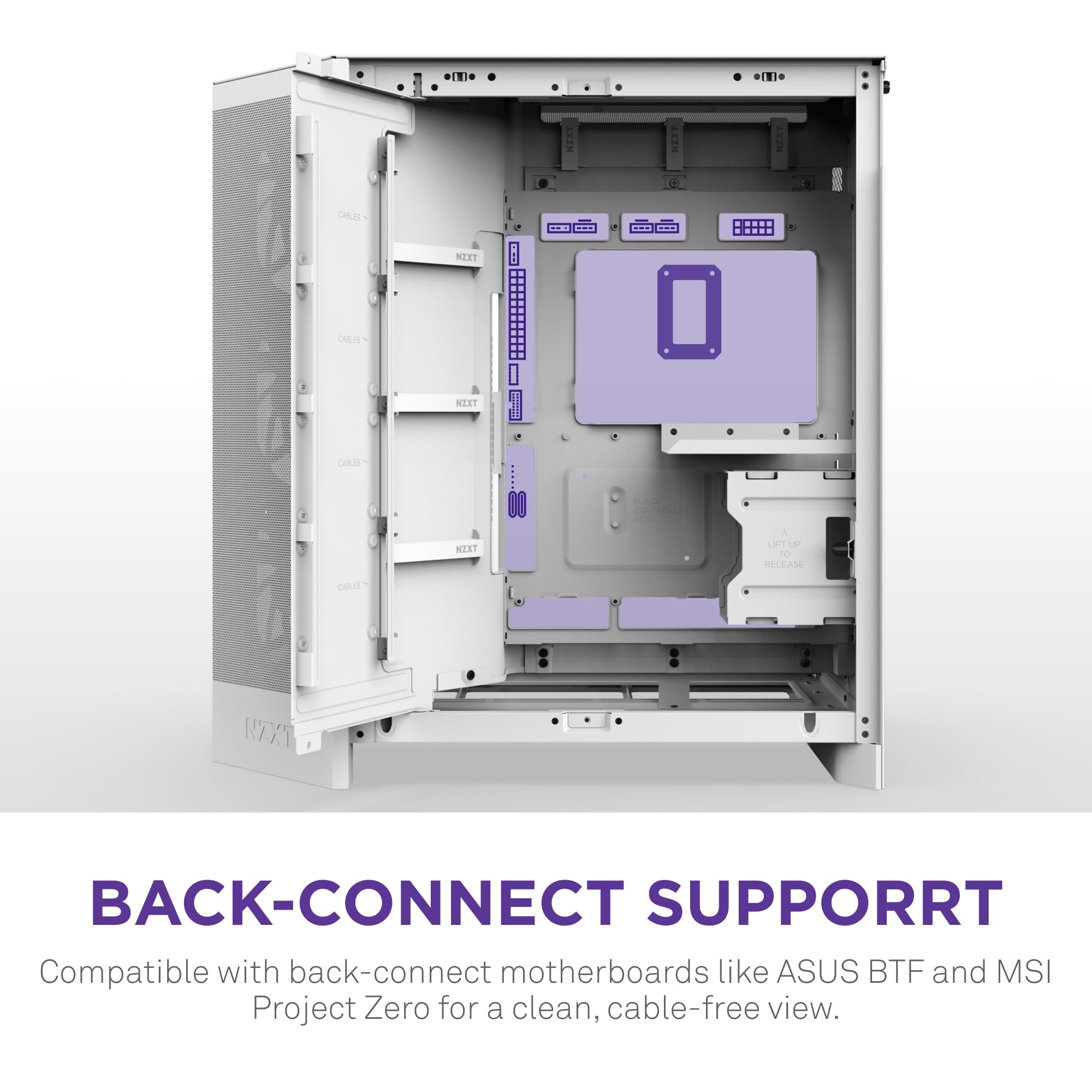 Nzxt H9 Flow Rgb (2025) – Large Dual-Chamber Atx Mid-Tower Airflow Pc Case – Includes 1 X 420Mm Rgb Fan Unit &Amp; 1 X 120Mm Fan – 420Mm Radiator Support – Tempered Glass – Back-Connect Ready – White - View 8