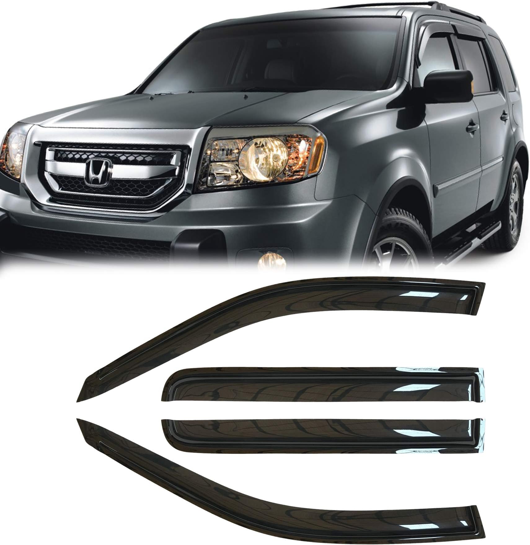 MGPRO 4pcs Compatible with Sun Rain Guard Vent Shade Side Window Wind Deflectors Visors DB-94084