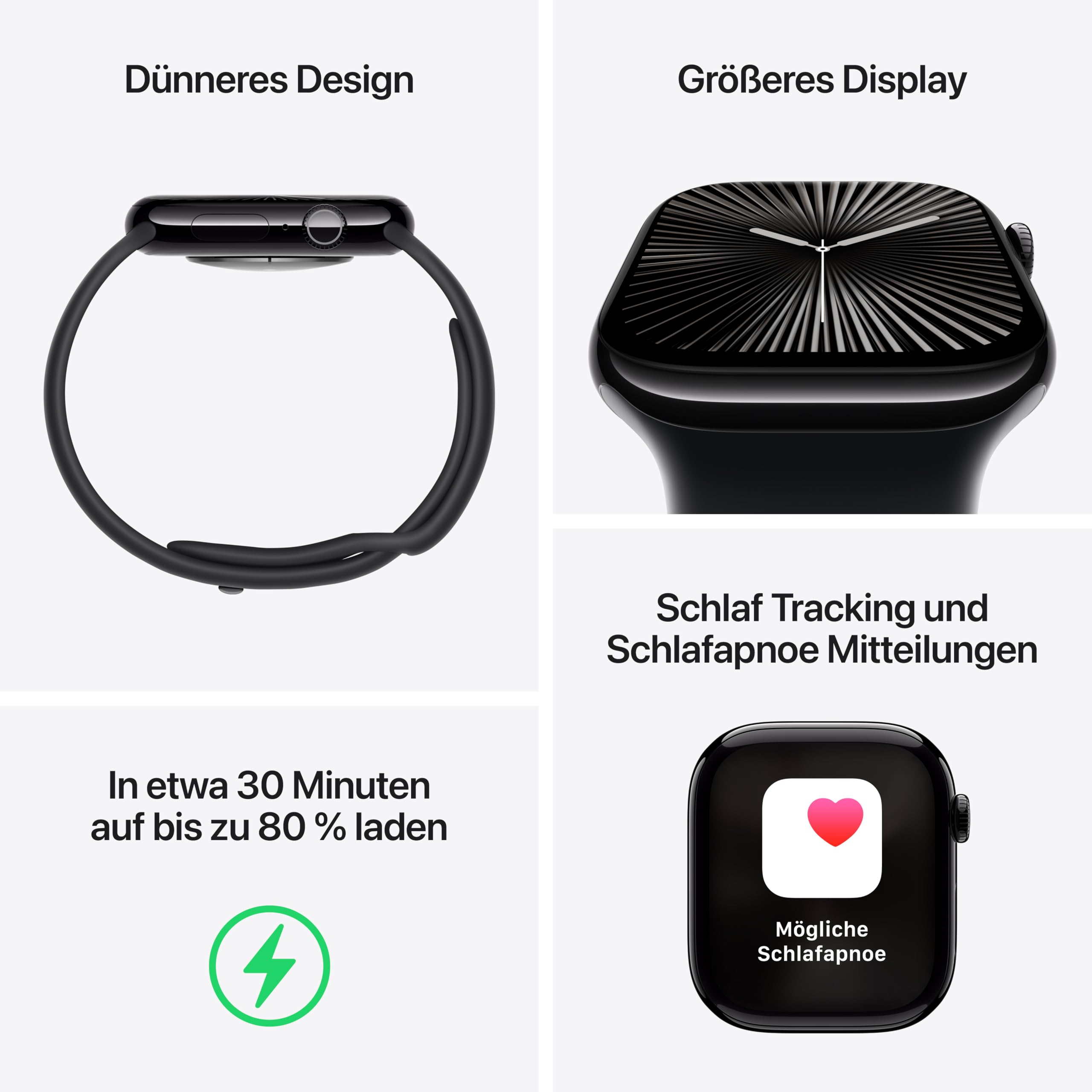 Apple Watch Series 10 (GPS + Cellular 46 mm) Smartwatch with Aluminium Case in Diamond Black and Sport Loop in Ink (One Size). Fitness Tracker, ECG App, Always-On Retina Display, CO₂ Neutral