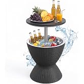 EFU Cooler Tables, 10 Gallon Cooler Bar Tables, Keeps Cold 12H | Multi-Functional Outdoor Cool Bar for Drinks Beer &amp; Wine, with Drain Plug, Patio Furniture for Backyard, Pool, BBQ, Party