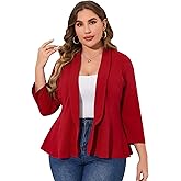 KOJOOIN Women Plus Size Casual Blazer Open Front Long Sleeve Work Office Cardigan Jackets