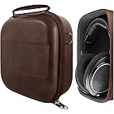Geekria Shield Headphones Case Compatible with Sennheiser HD 550/505/599/598/560S/559/558/555/400 Pro, Replacement Hard Shell Travel Carrying Bag with Cable Storage (PU Brown)