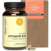 Future Kind Vitamin D3 2500 IU for Bone and Muscle Function, Vitamin D Vegan Supplement from Plant Lichen, Non-GMO, Sugar Free, Pure Vitamin D3, Promotes Natural Resilience, 30 Capsules