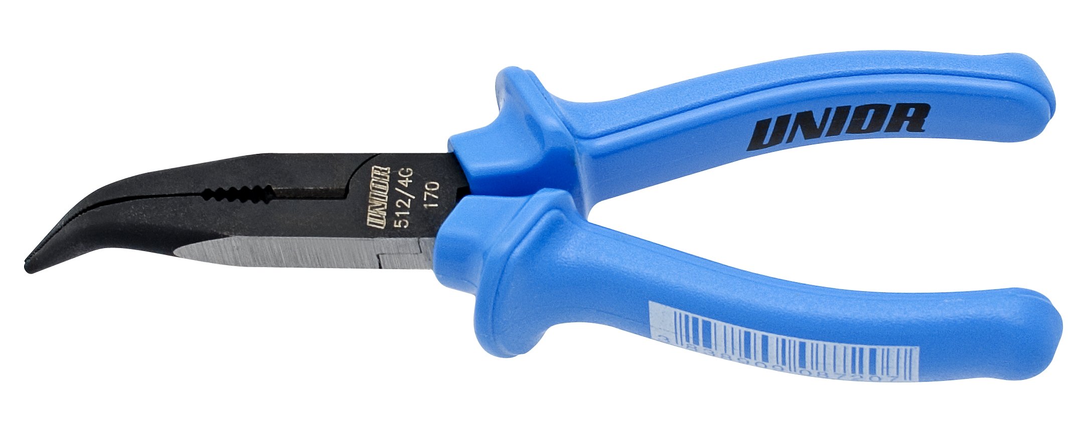 Unior 512/4G 45 Degree Curved Long Nose Pliers with Side Cutter and Extra, 170 mm