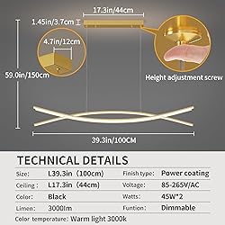 Modern Chandelier with 1%-100% Dimmable, Suitable