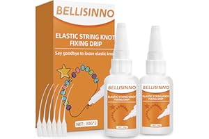 BELLISINNO Bracelet Strings Professional Elastic String Knot Fixing Drip, Clear Bracelet Glue for Elastic String, Keep Stretchy Bracelet String Stay Perfectly Tied for Clay Beads, Jewelry Making Supplies (30g×2)