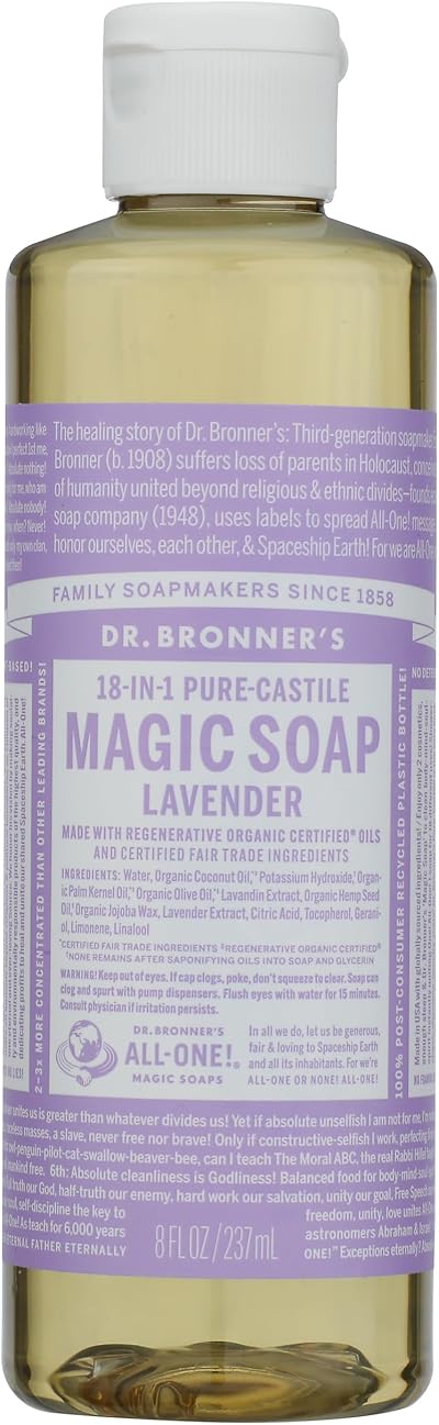 Dr Bronner's Organic Lavender Castile Liquid Soap 237ml Relaxing Vegan