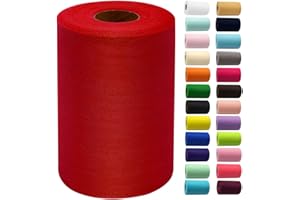 IONTACH Red Tulle Fabric Rolls 6 Inch by 100 Yards (300 feet) Fabric Spool Tulle Ribbon for Christmas Gift Wrapping DIY Tutu Bow Baby Shower Birthday Party Wedding Decorations Craft Supplies