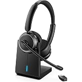 Upgrade ANC &amp; ENC Wireless Headset with Mic for Work(Flip-to-Mute &amp; Dongle) | Headset with Microphone for PC, Bluetooth 5.4 Noise Cancelling Headphones with Mic for Call Center/Home/Computer/Phones
