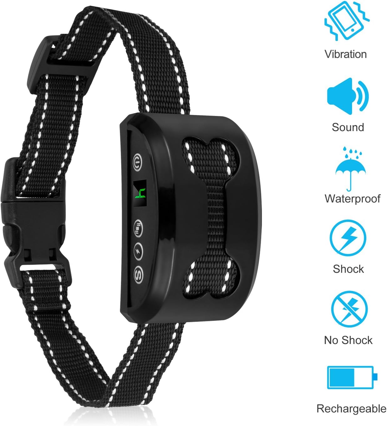 Bark Collar, Rechargeable Anti Dog Bark Collar 7 Adjustable Sensitivity Intensity Levels Harmless Bark Collars Small Medium Large Dog