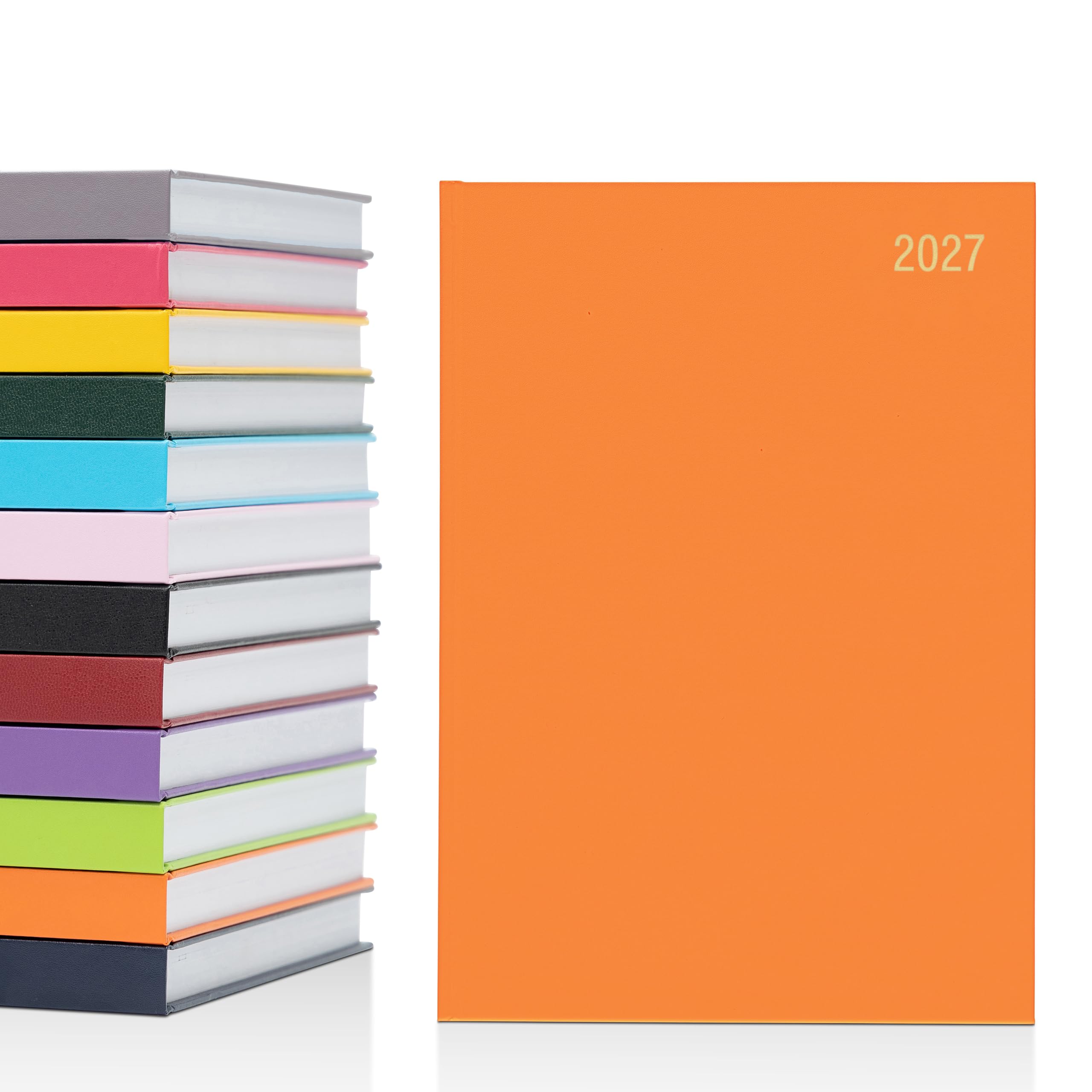 evelay 2027 Diary A4 A5 Page a Day - Hardback Planner Organiser Journal with 70gsm Paper & Ribbon Marker - Ideal for Work, School & Personal Planning (A5, Orange)