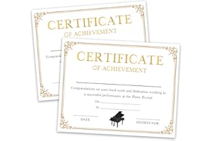 HUEOCIRR Music Achievement Award Certificates, Piano Recital Certificates for Students, Music Lesson Recognition Awards, Classroom Supplies for Teachers, Musical Encourage Gifts for Students Kids, 25 Pcs (05)