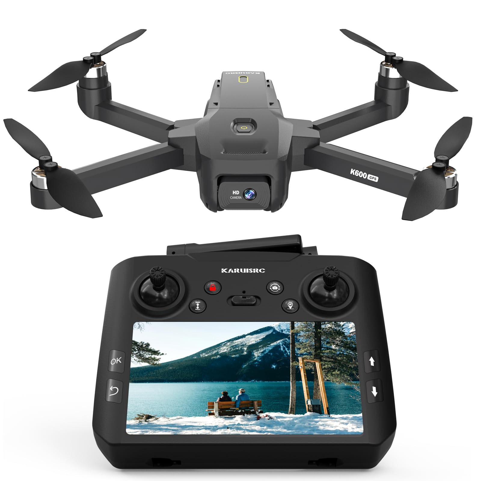 Photo 1 of ** USED/ MANUAL AND ACCESORIES INCLUDED** GPS Drone with Camera Adults, 4.5 Inch LCD Screen RC, 32G SD Card with Professional GPS, Auto Return Follow Me for Beginner, Brushless Drones Follow Me Long Range, Handbag Under 249g