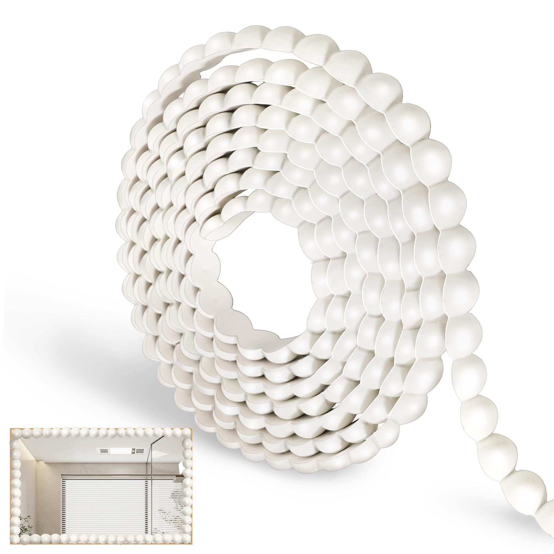 Photo 1 of 10FT Flexible Molding Trim Peel and Stick for Walls Decorative,DIY Wall Trims Caulk Strip for Tile Wood Wall Panels Picture Mirror Window Frame Cabinet Edge, Home Decor Protection
