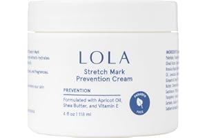 LOLA Stretch Mark Prevention Cream with Hydrating Body Oil for Skin Elasticity – Gentle Hypoallergenic Maternity Self Care Formula – Cocoa Butter Scar Cream & Collagen Support – 4 Fl Oz