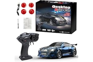 Hylukon 1:64 Scale Mini RC Drift Car, 2.4GHz 4WD Desktop RC Drift Car, Handheld Racing Mini Vehicle with LED Lights, Speed Sw