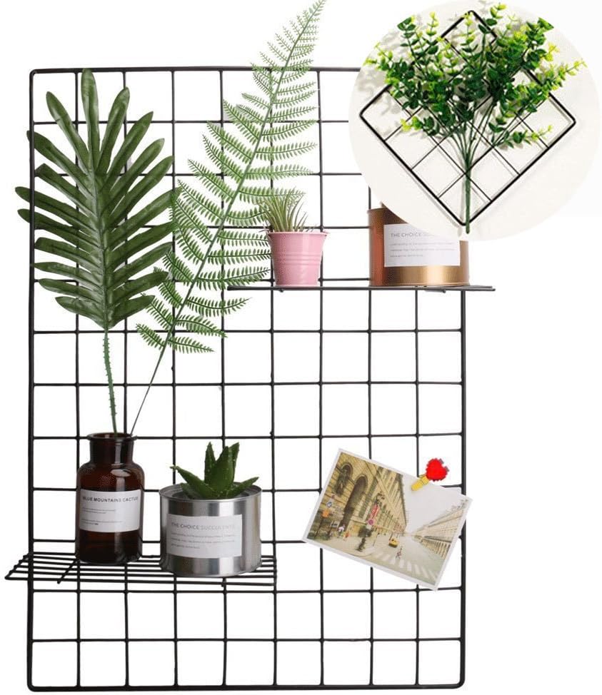 Wire Grid Panel, Multifunction Photo Wall Decor Dispaly Vinyl Dipped Organizer for Home Decor Dorm Decoration 25.6" x 17.7" Pack of 2 with 1Pack Small Grid(Black)