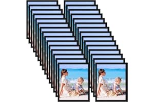 CRUGLA 30 Packs 8x10 Magnetic Picture Frames for Refrigerator, Modified Magnetic Sheet with Self Adhesive Backing, Black 8 by 10 Magnetic Photo Craft Frame Set for Glass Window Door Cubicle